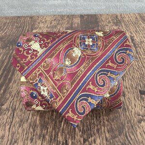 Graham Lockwood Tie Silk Red Colorful Gift Preppy Rococo Ornate Artsy Corpcore